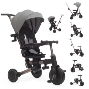 ASOWTREND 子供用三輪車 7in1 折りたたみ 手押し棒付き ステップ付き 三輪車｜ 1歳〜３歳対応 自転車 乗用玩具 キッズバイク｜ コンパクト収納 ペダルロック 安全バー 日よけカバー付き｜ おもちゃ プレゼント お祝い ギフト